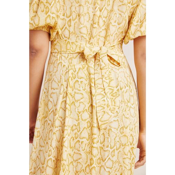 Faithful the Brand Yellow Delia Snake Print Midi Dress Size 6 Anthropologie - Picture 4 of 14